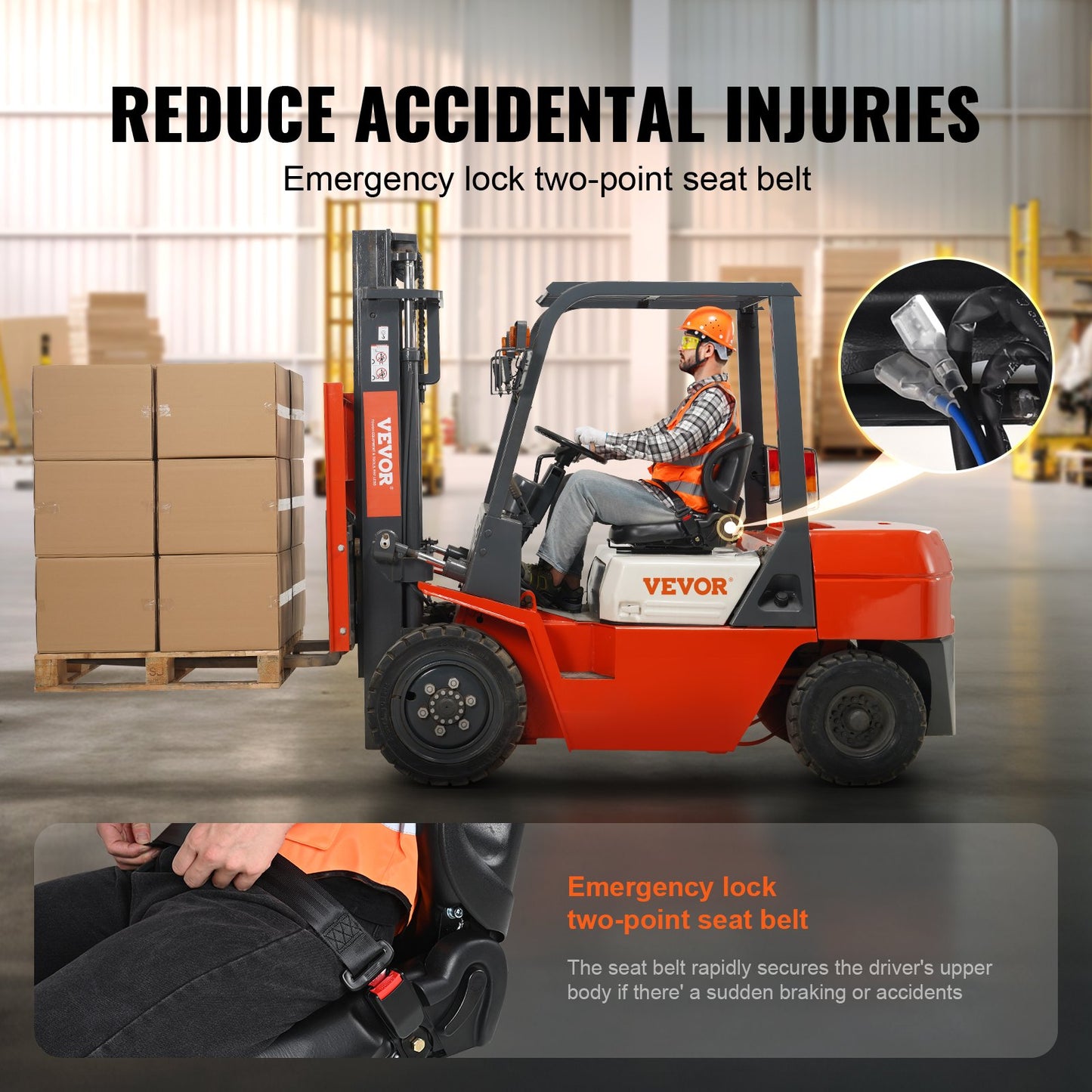 Universal forklift seat, tractor seat with adjustable back angle, micro switch and seat belt, wrap-around forklift seat for tractor loader excavator
