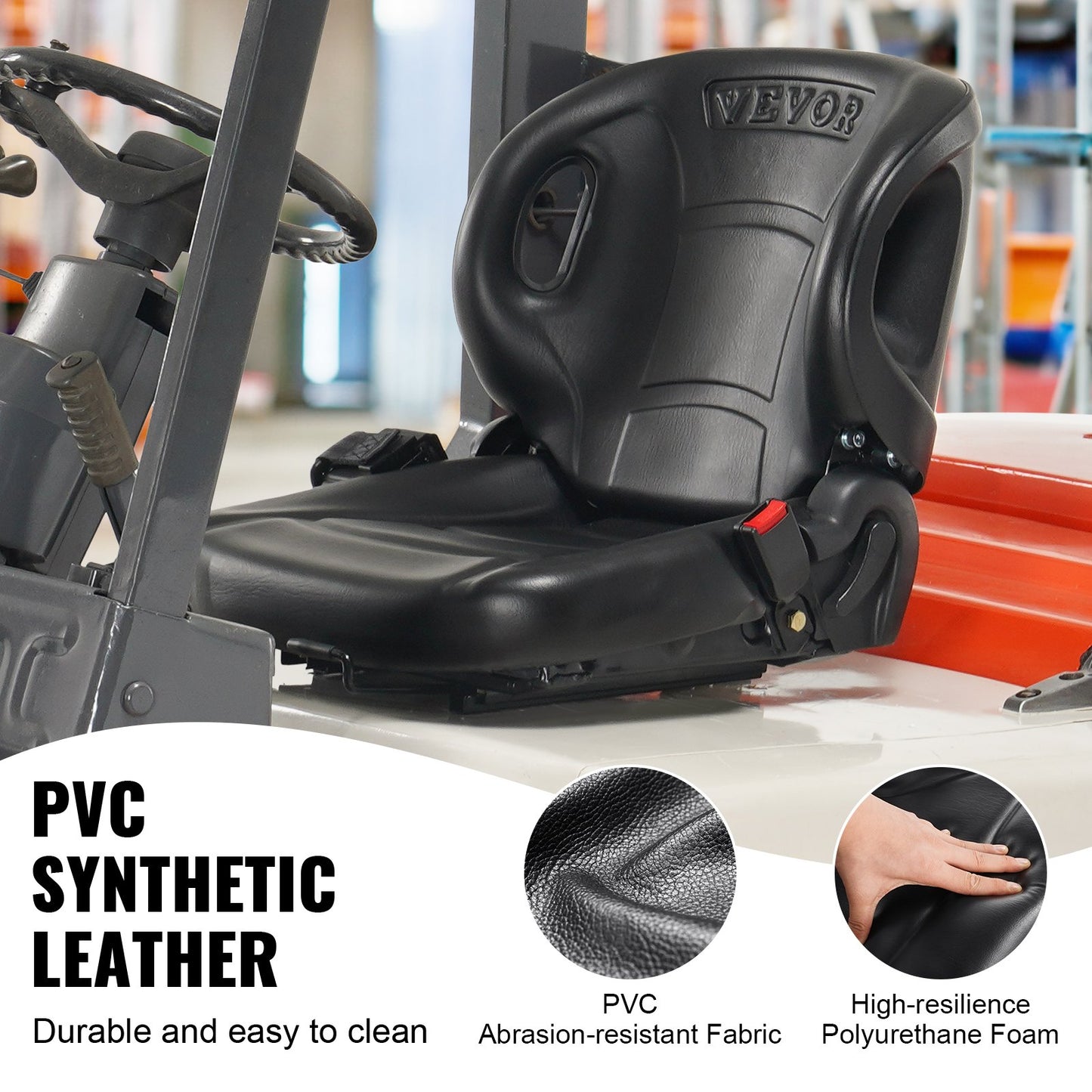 Universal forklift seat, tractor seat with adjustable back angle, micro switch and seat belt, wrap-around forklift seat for tractor loader excavator