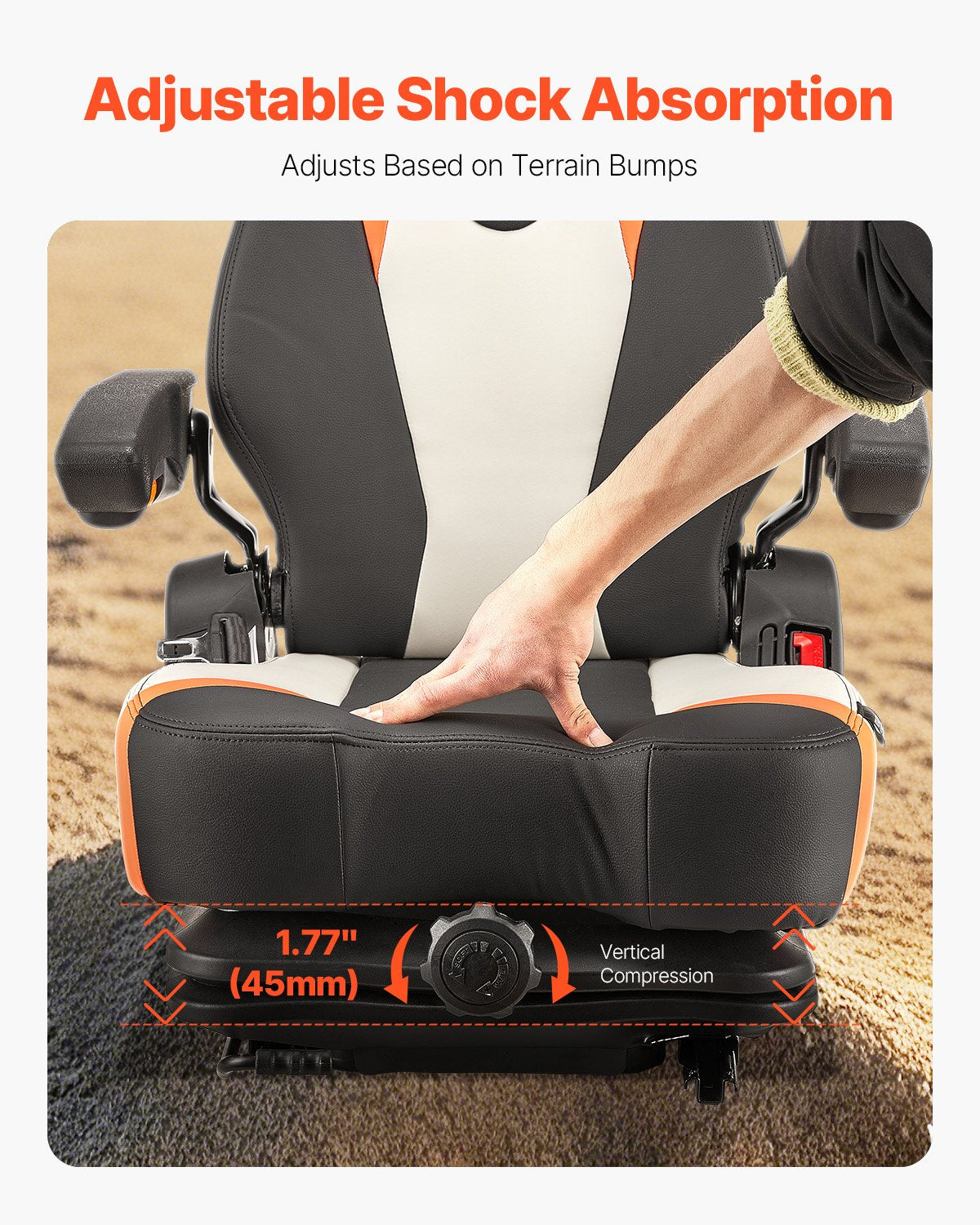 Universal gaffeltrucksäte Nedfällbar traktorfjädrad sits Justerbar rygg