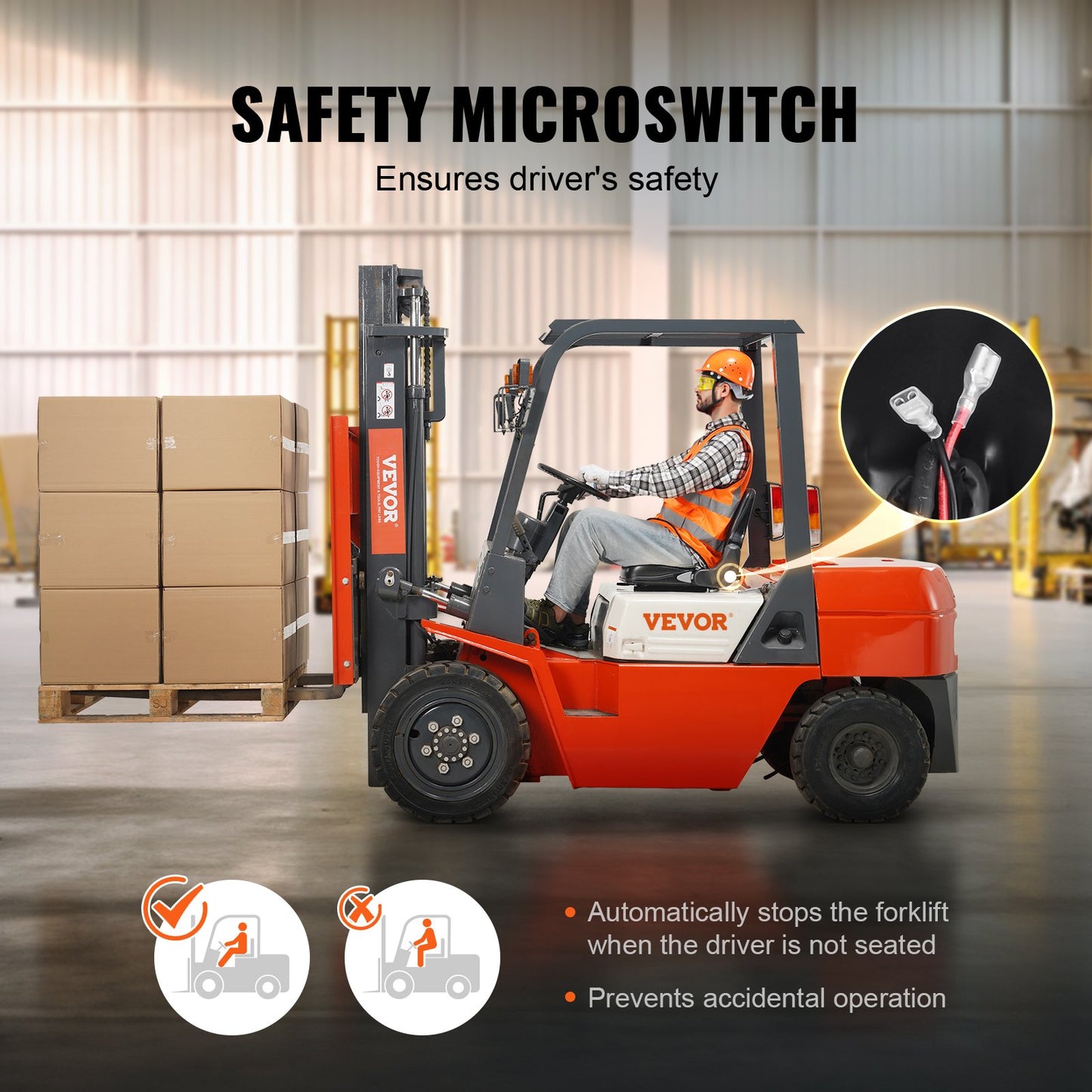 Universal Forklift Seat, Fold Down Tractor Seat with Adjustable Back Angle and Micro Switch, 6.3-13.4 Inch Extended Track Comfortable Forklift Seat for Tractor Loader Excavator
