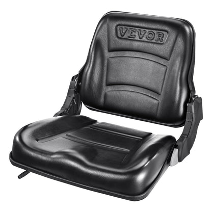Universal Forklift Seat, Fold Down Tractor Seat with Adjustable Back Angle and Micro Switch, 6.3-13.4 Inch Extended Track Comfortable Forklift Seat for Tractor Loader Excavator