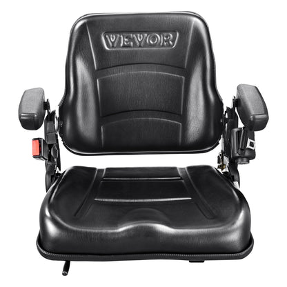 Universal-Gabelstaplersitz, Klappbarer Traktorsitz mit verstellbarem Rückenwinkel, Mikroschalter, Sicherheitsgurt und Armlehne, 6,3-13,4 Zoll Kettentraktorsitz für Baggerlader