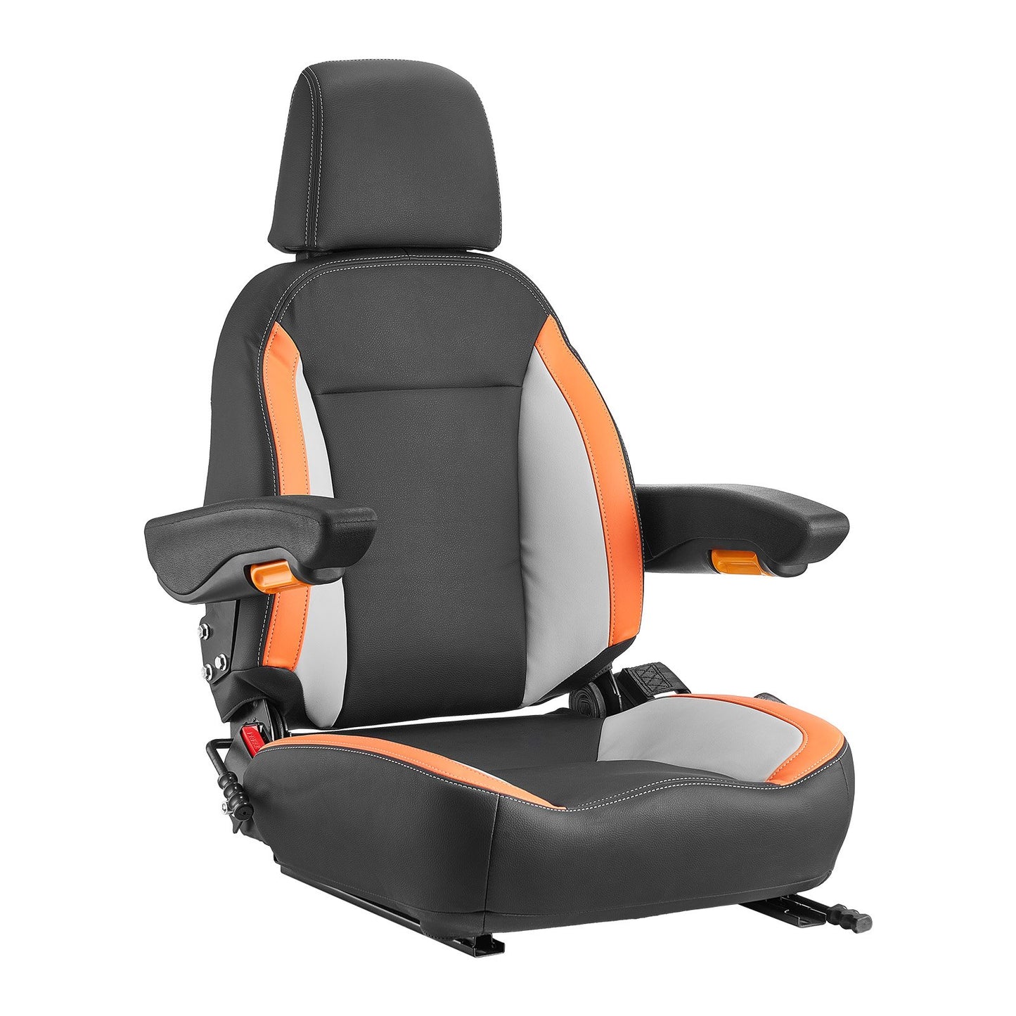 Forklift Seat Mower Tractor Seat Adjustable Back Seat Belt &amp; Headrest