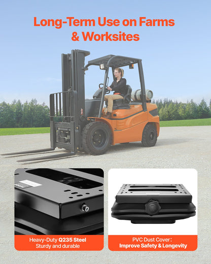 Seat suspension kit without slide track fits lawn mowers with forklift