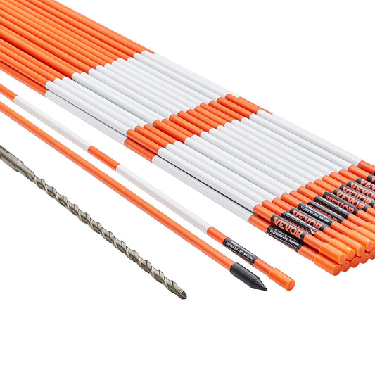 Uppfartsmarkörer, 30 st 48 tum, 0,31 tum diameter, orange glasfiberstolpar snöstakar med reflekterande tejp, 12" stålborr och skyddshandskar för parkeringsplatser, gångbanor Enkel synlighet