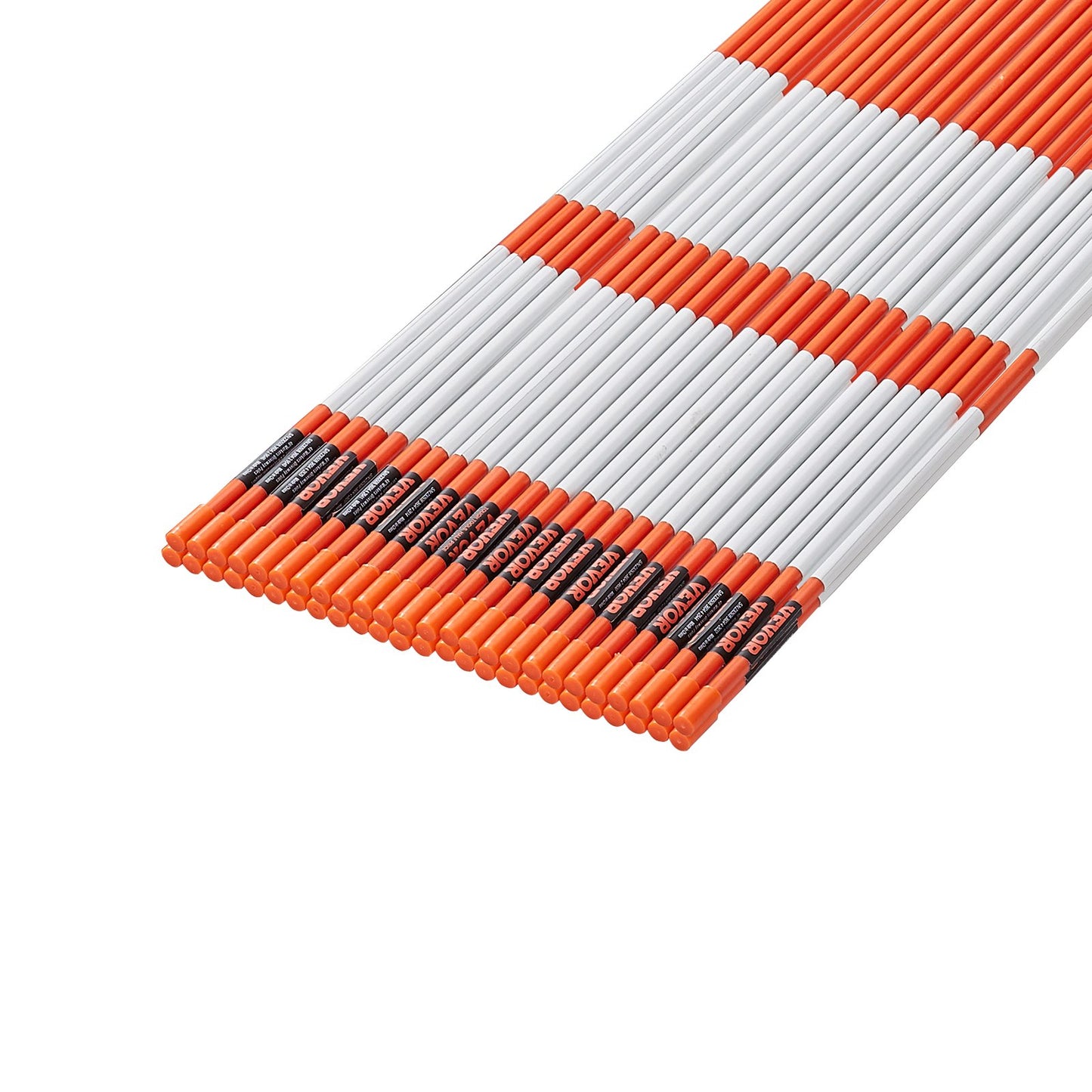 Driveway Markers, 50 PCS 48 Inch, 0.31 Inch Diameter, Orange Fiberglass Poles Snow Pegs with Reflective Tape, 12" Steel Drill Bit and Protective Gloves for Parking Lots, Walkways Easy Visibility