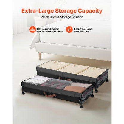 Förvaring under sängen med hjul 36x18,1x7,3 i rullande förvaringspåsar, 2-pack