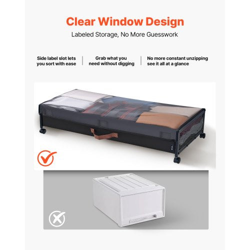 Förvaring under sängen med hjul 36x18,1x7,3 i rullande förvaringspåsar, 2-pack