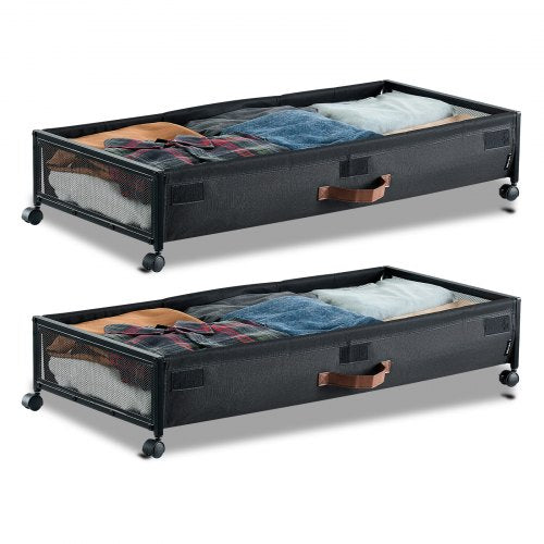 Förvaring under sängen med hjul 36x18,1x7,3 i rullande förvaringspåsar, 2-pack