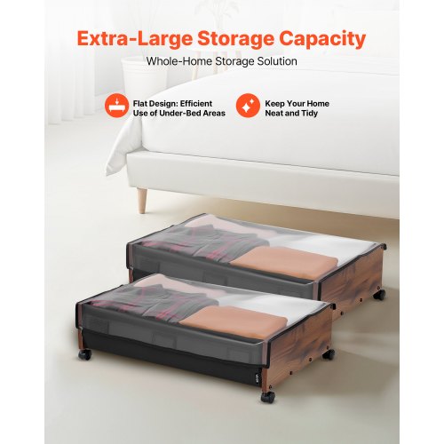 Förvaring under sängen med hjul 25,6x18,1x7,1 i rullande förvaringsväskor, 2-pack