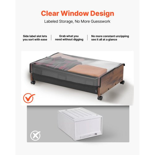 Förvaring under sängen med hjul 25,6x18,1x7,1 i rullande förvaringsväskor, 2-pack