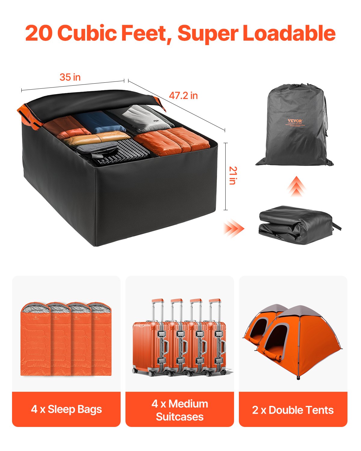 Car Rooftop Cargo Carrier Bag 20 Kubikfot 840D PVC Car Roof Bagageväska