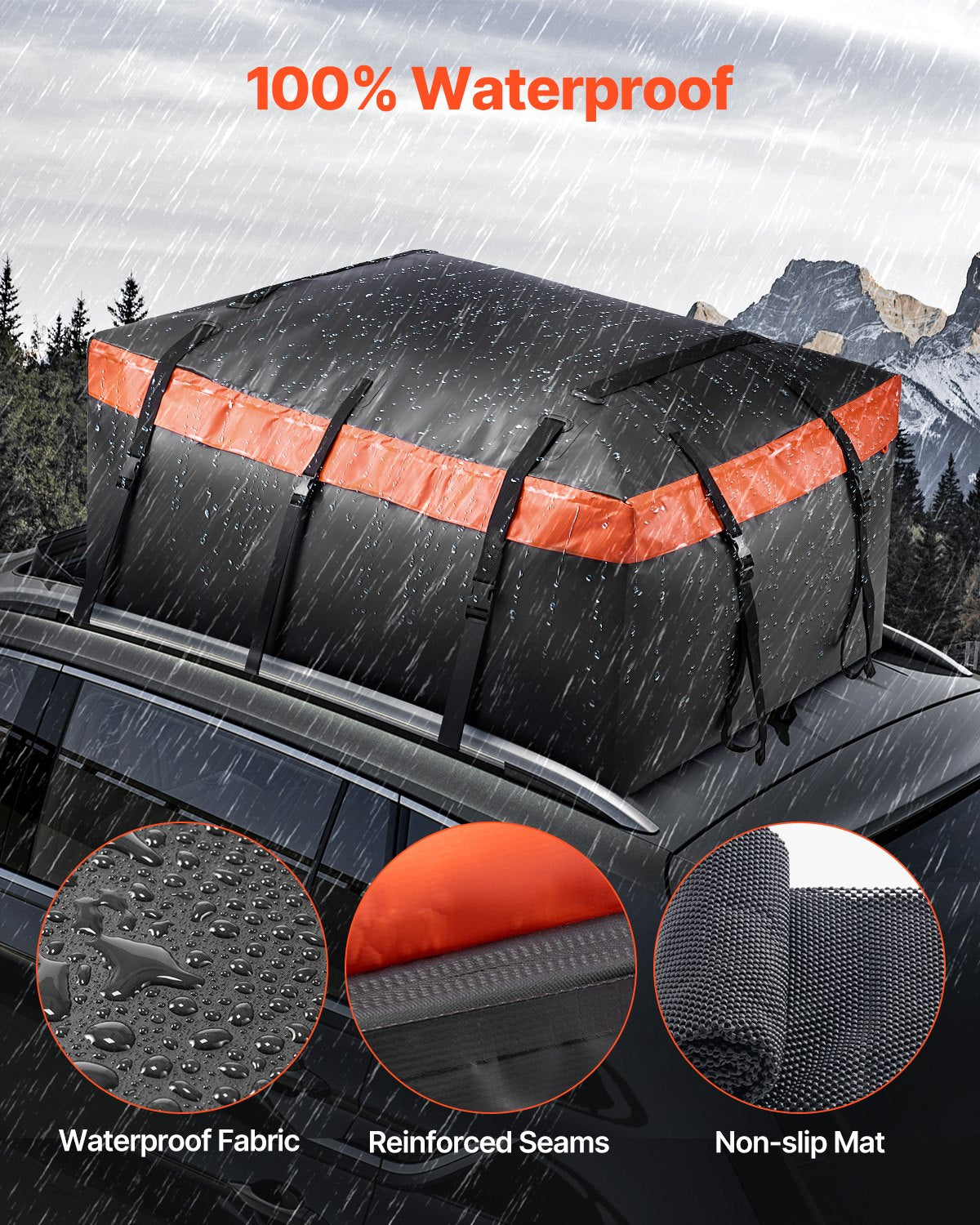 Car Rooftop Cargo Carrier Bag 23 Cubic Feet 840D PVC Car Roof Luggage Bag