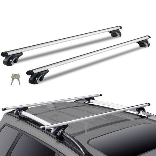Universal takräcke tvärstag, 54" aluminium takräcke tvärbalkar, Passar befintliga upphöjda sidoskena med mellanrum, 200 lbs lastkapacitet, justerbara tvärbalkar med lås, för stadsjeepar, sedaner och skåpbilar