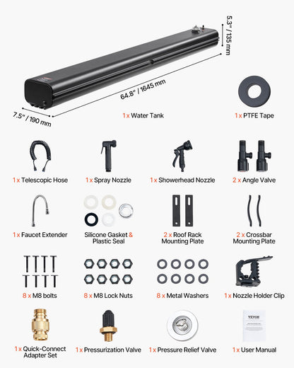 8 Gal Takräcke Vattentank Bärbar vattentank med stänkskyddspanel