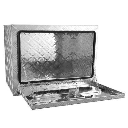 Unterwagen-LKW-Box, 24" x 14" x 16" Pickup-Aufbewahrungsbox, robuster Werkzeugkasten aus Aluminium mit Diamantplatte und Schloss und Schlüssel, wasserdichte Anhänger-Aufbewahrungsbox mit T-Griff-Verriegelung für LKW, Transporter, Anhänger