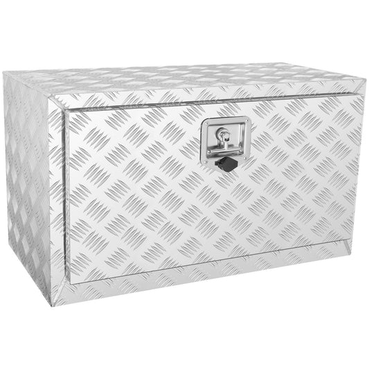Underrede lastbilslåda, 30"×14"×16" pickup förvaringslåda, kraftig aluminium diamantplåt verktygslåda med lås och nycklar, vattentät släpvagnsförvaringslåda med T-handtagsspärr för lastbil, skåpbil, släp