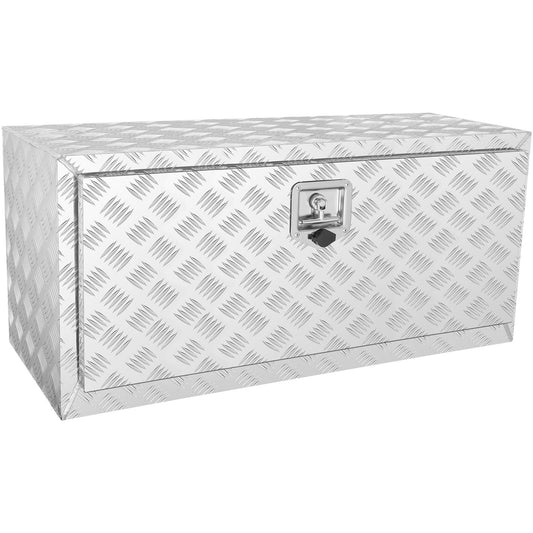 Underrede lastbilslåda, 36"×14"×16" pickupförvaringslåda, kraftig aluminium diamantplåt verktygslåda med lås och nycklar, vattentät släpvagnsförvaringslåda med T-handtagsspärr för lastbil, skåpbil, släp