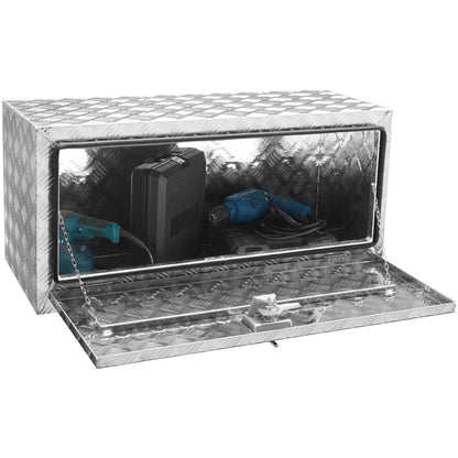 Underrede lastbilslåda, 36"×14"×16" pickupförvaringslåda, kraftig aluminium diamantplåt verktygslåda med lås och nycklar, vattentät släpvagnsförvaringslåda med T-handtagsspärr för lastbil, skåpbil, släp