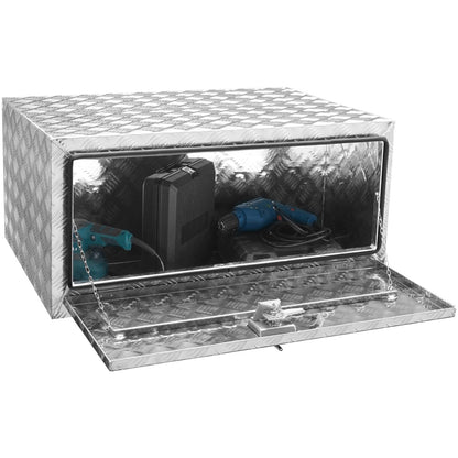 Underrede lastbilslåda, 36"×24"×24" pickup förvaringslåda, kraftig aluminium diamantplåt verktygslåda med lås och nycklar, vattentät släpvagnsförvaringslåda med T-handtagsspärr för lastbil, skåpbil, släp