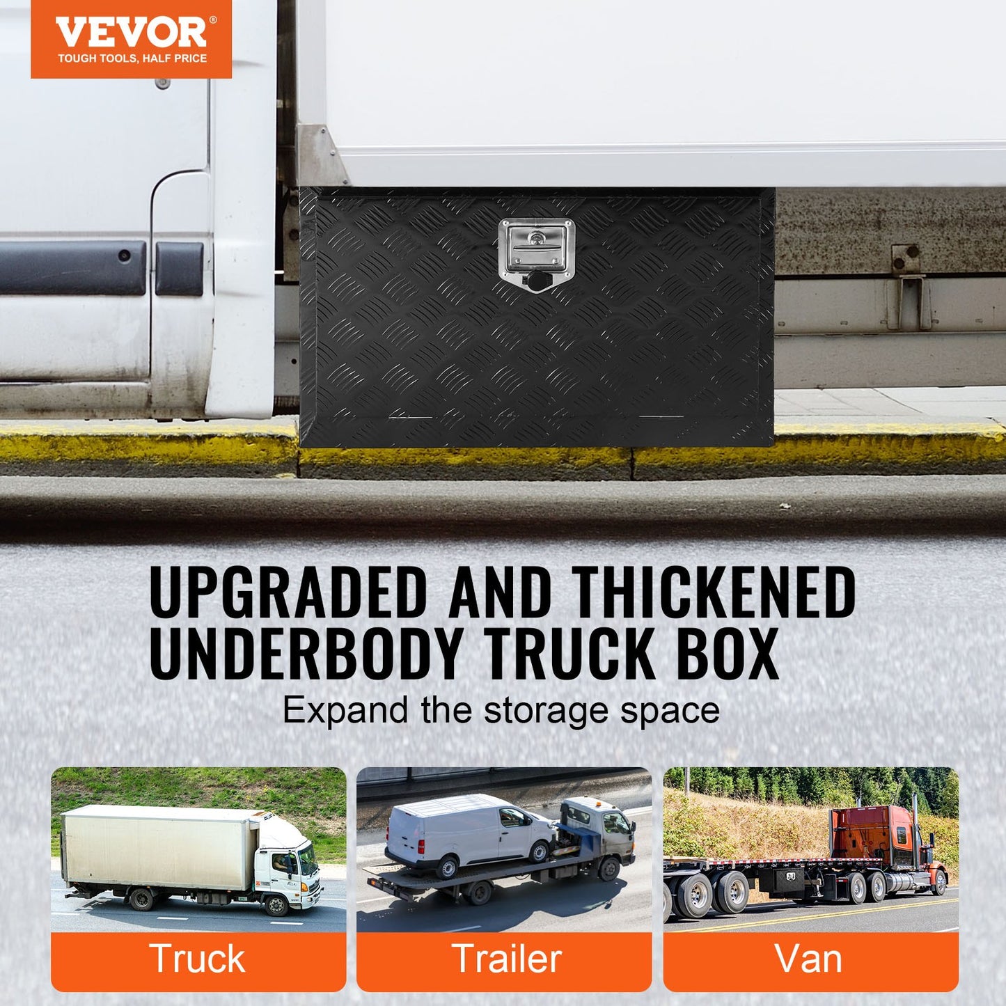 Underrede aluminium Truck Verktygslåda 36" x 14" x 16" Trailer RV Verktygsförvaring
