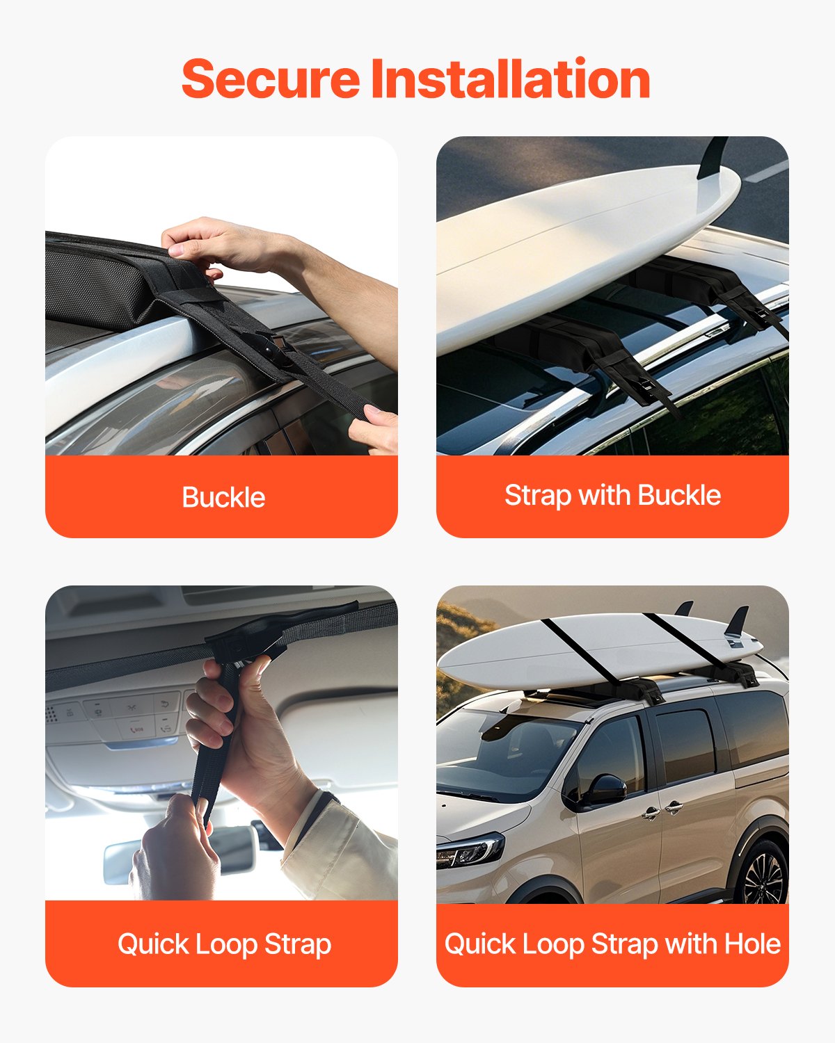 Soft Roof Rack Pads 33in 176lbs Lastkapacitet för kajak Kanot Surfboard Bagage