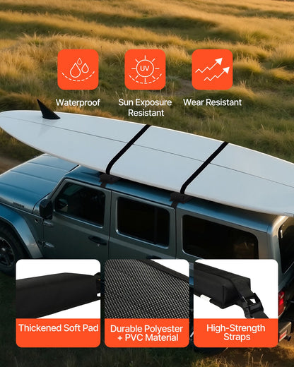 Soft Roof Rack Pads 15.5 Inch 176lbs Load Capacity for Kayak Surfboard