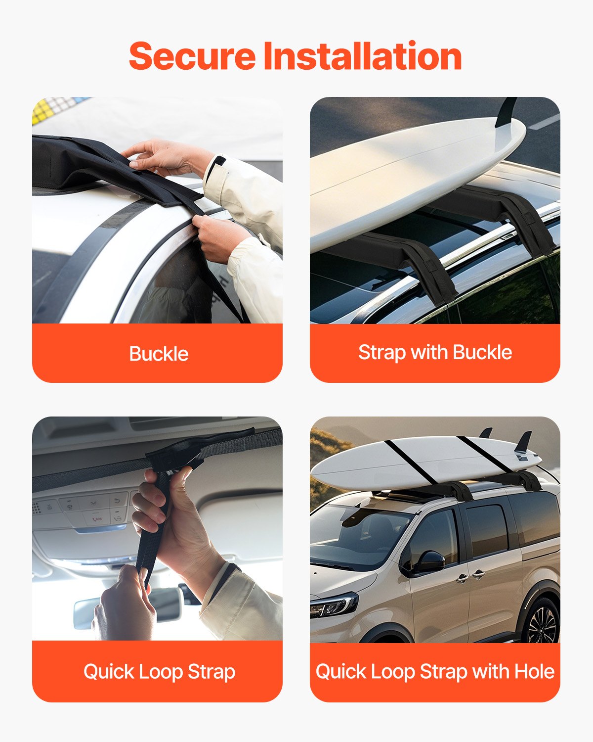 Soft Roof Rack Pads 31.5" Universal Car Roof Rack 176LBS Loading