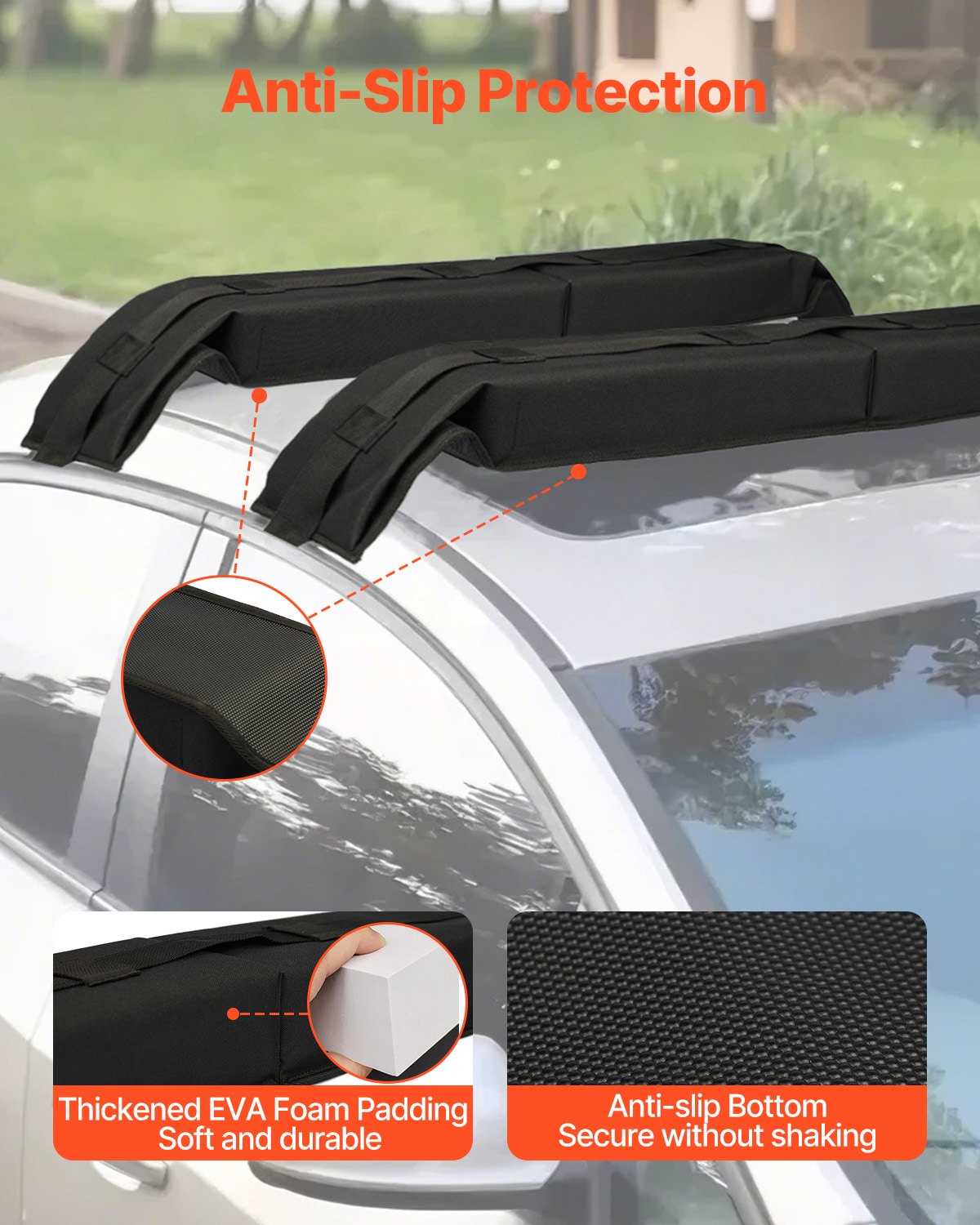 Soft Roof Rack Pads 31.5" Universal Car Roof Rack 176LBS Loading