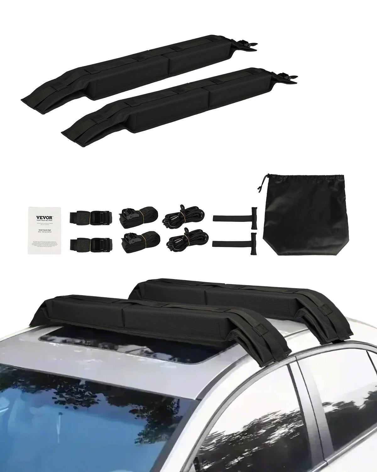 Soft Roof Rack Pads 31.5" Universal Car Roof Rack 176LBS Loading