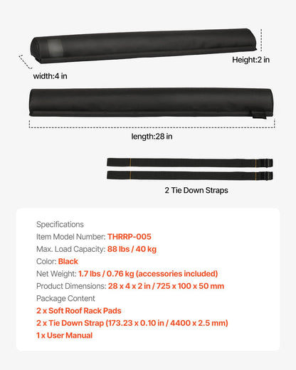 Takräckesdynor för tvärstång 88lbs lastkapacitet för kajaksurfbräda