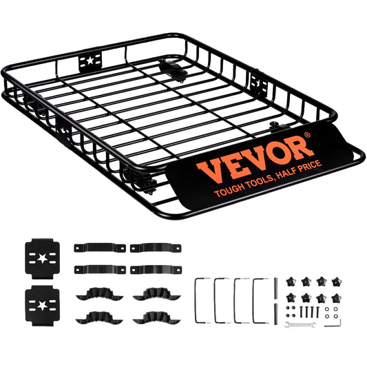 Takräcke lastkorg, 117,5 x 91,5 x 11,4 cm Taklasthållare, Kraftig 90,7 kg Kapacitet Universal takräckeskorg, bagagehållare för SUV, lastbil, fordon