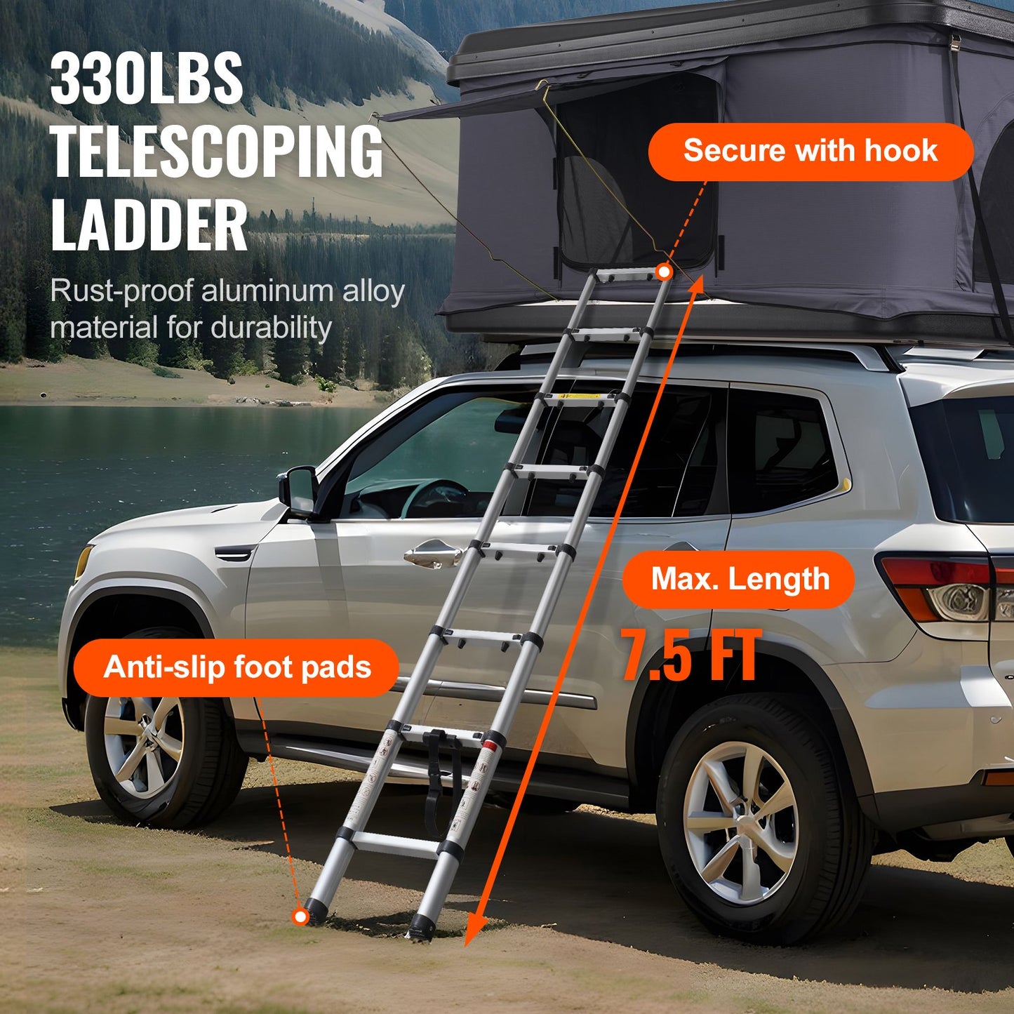Rooftop tent hard shell 2-3 people waterproof for jeep SUV truck with ladder