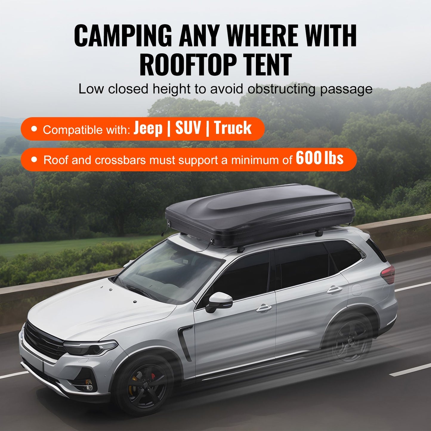 Rooftop tent hard shell 2-3 people waterproof for jeep SUV truck with ladder