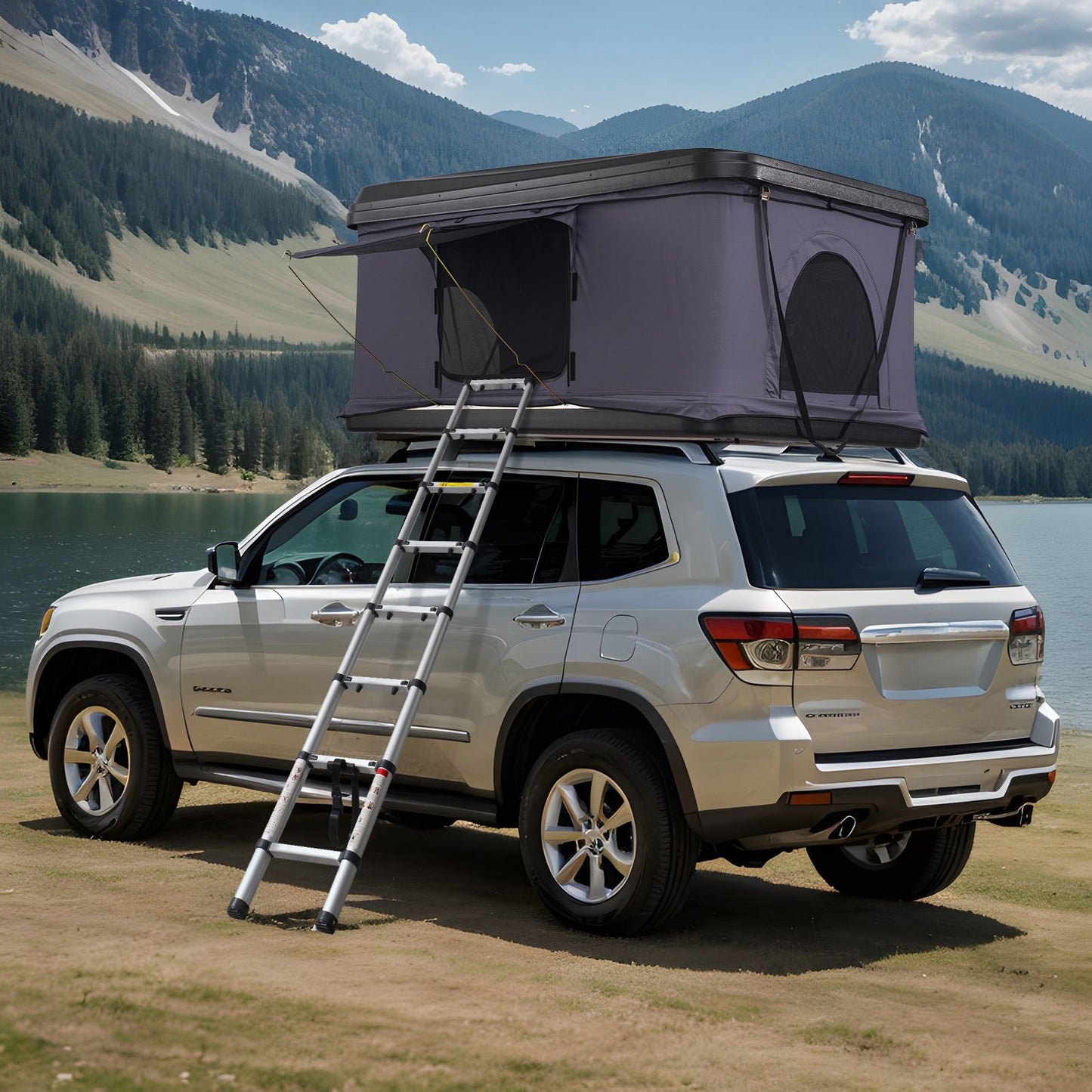 Rooftop tent hard shell 2-3 people waterproof for jeep SUV truck with ladder