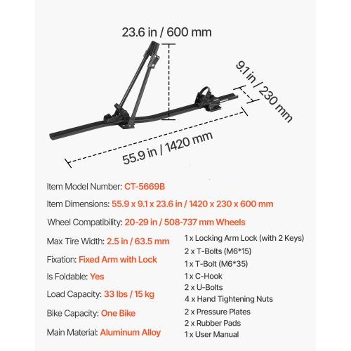 Roof Mounted Bike Carrier Heavy Duty Car Bike Carrier with Lock