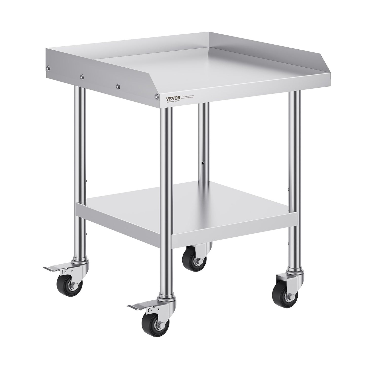 Stainless Steel Work Table 24"x24" Commercial Dining Table with 4 Wheels