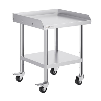 Stainless Steel Work Table 24"x24" Commercial Dining Table with 4 Wheels