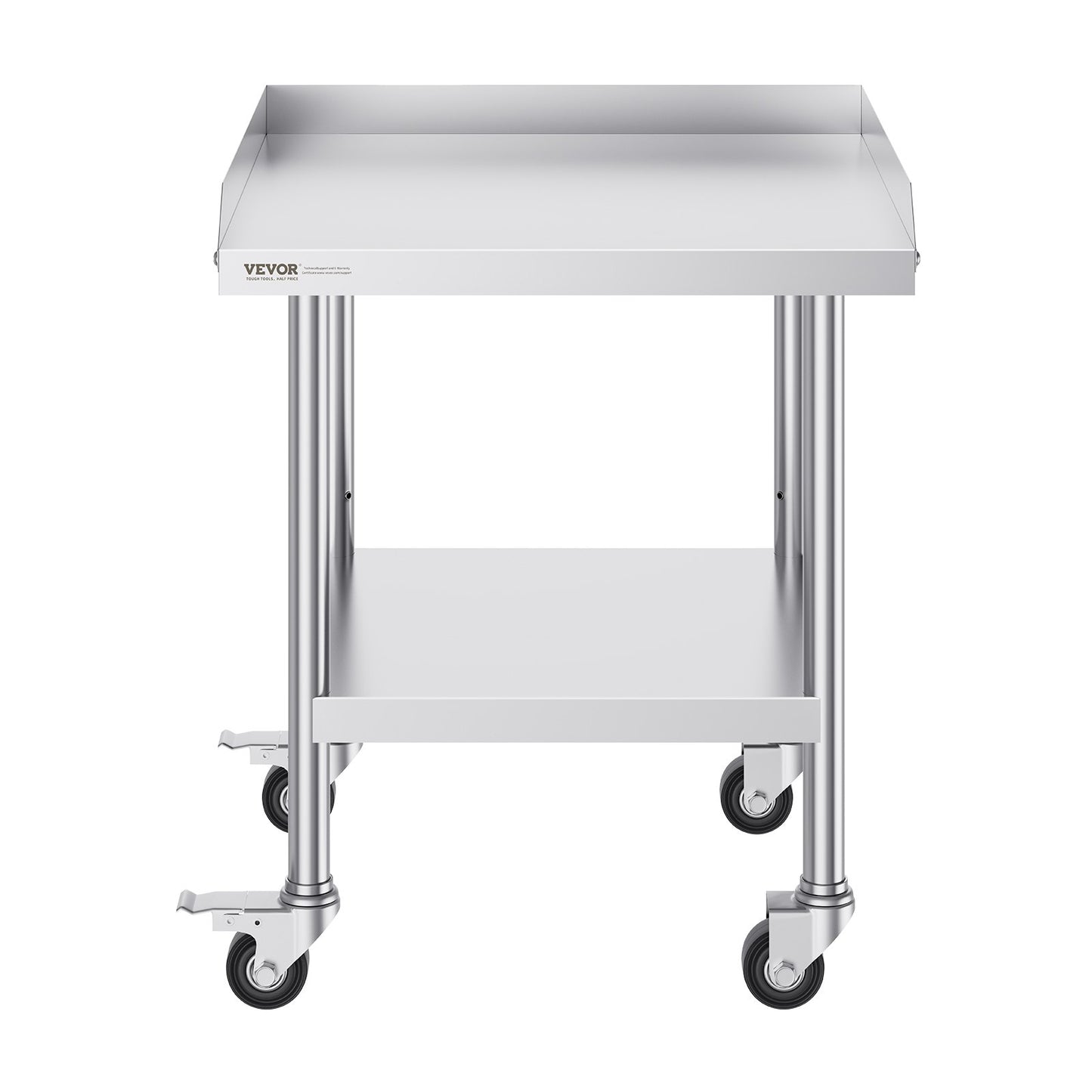 Stainless Steel Work Table 24"x24" Commercial Dining Table with 4 Wheels