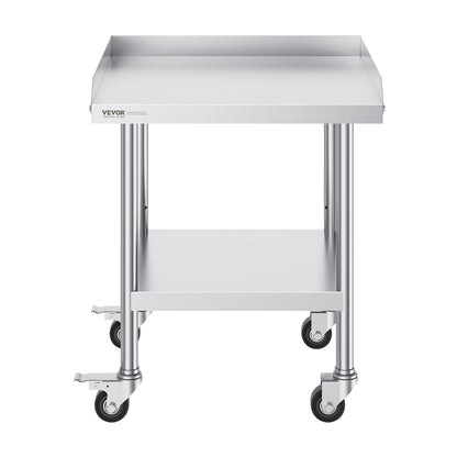 Stainless Steel Work Table 24"x24" Commercial Dining Table with 4 Wheels