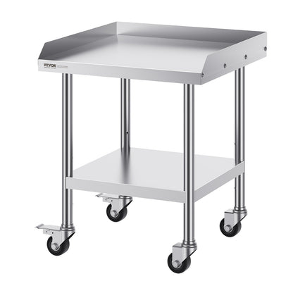 Stainless Steel Work Table 24"x24" Commercial Dining Table with 4 Wheels