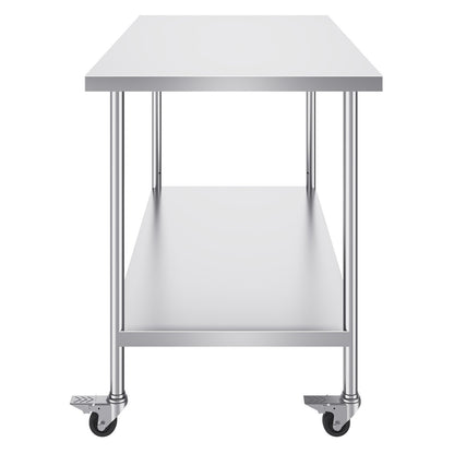 Edelstahl-Arbeitstisch, kommerzieller Vorbereitungstisch, 76,2 x 152,4 cm, mit 4 Rädern