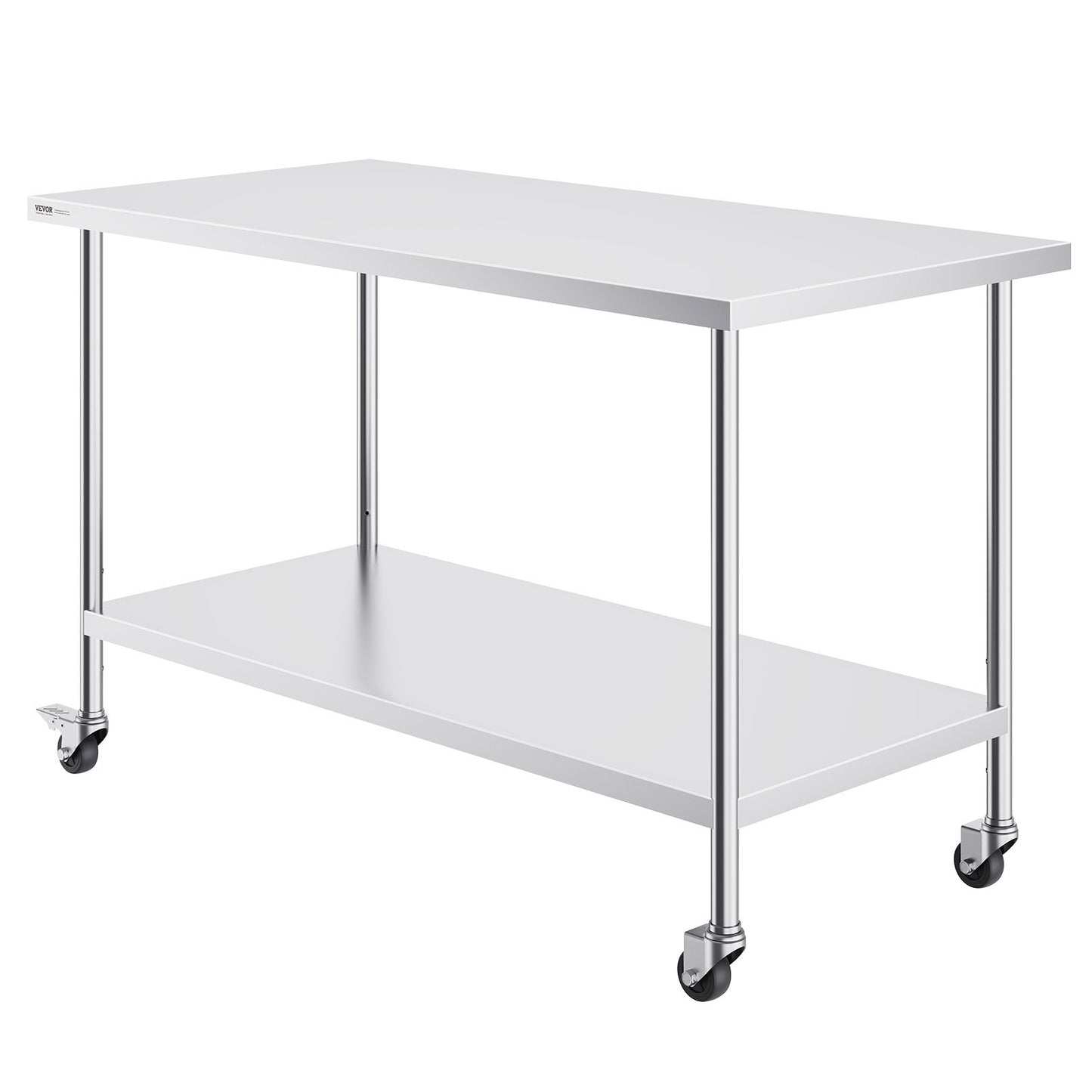 Edelstahl-Arbeitstisch, kommerzieller Vorbereitungstisch, 76,2 x 152,4 cm, mit 4 Rädern