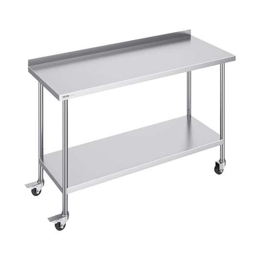 Stainless Steel Work Table Commercial Dining Table 24"x60" with Wheels