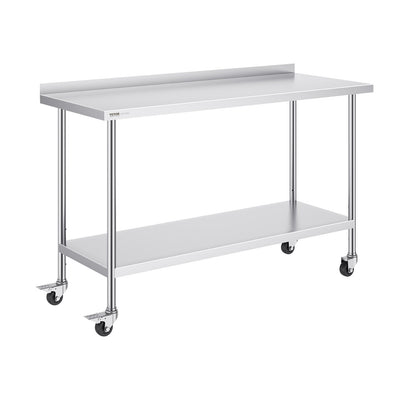 Stainless Steel Work Table Commercial Dining Table 24"x60" with Wheels