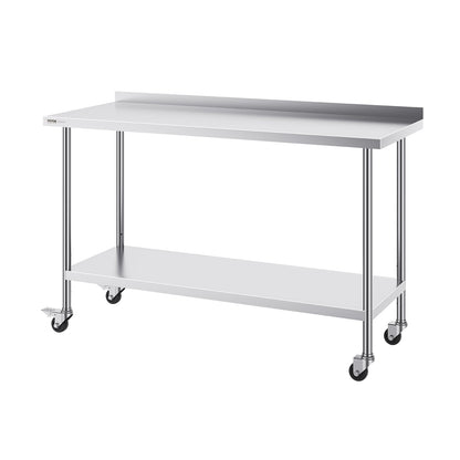 Stainless Steel Work Table Commercial Dining Table 24"x60" with Wheels