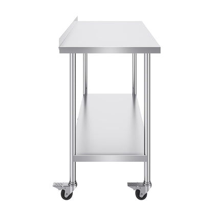 Stainless Steel Work Table Commercial Dining Table 24"x60" with Wheels