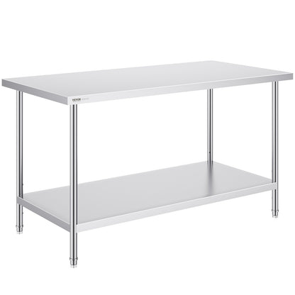 Arbeitsvorbereitungstisch aus Edelstahl, gewerblicher Arbeitstisch, Lebensmittelzubereitung, 30 x 60 x 34 Zoll