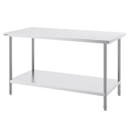 Arbeitsvorbereitungstisch aus Edelstahl, gewerblicher Arbeitstisch, Lebensmittelzubereitung, 30 x 60 x 34 Zoll