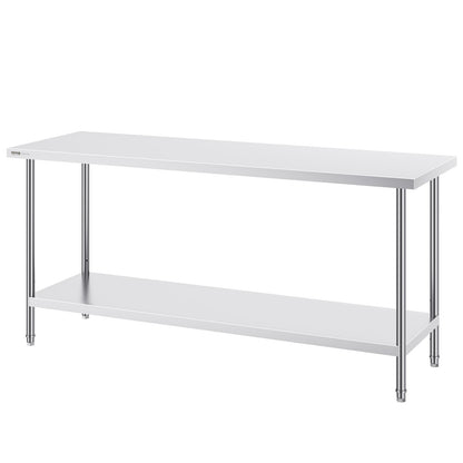 Rostfritt stål Arbetsförberedande bord Kommersiellt arbetsbord Matförberedelser 24x72x34in